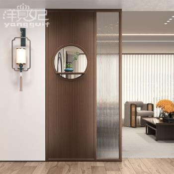 新中式屏風隔斷客廳進門遮擋實木正對入戶門玄關長虹玻璃2023新款
