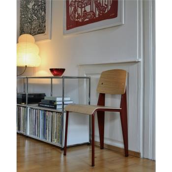 北歐創意簡約實木標準金屬椅家用餐廳鐵藝曲木復古工業風餐椅