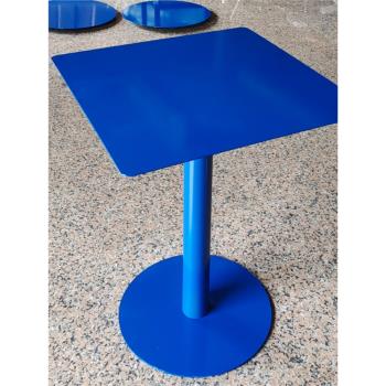 克萊因藍色方桌咖啡小圓桌北歐簡約戶外鐵板商用接待洽談桌奶茶店