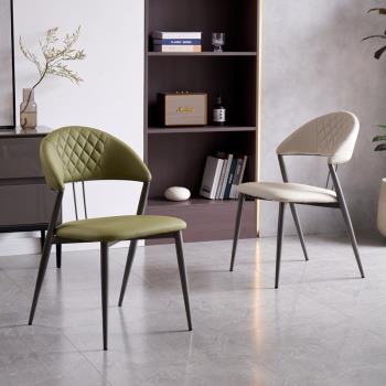 意式現代簡約靠背椅極簡餐椅北歐輕奢設計師酒店家用餐廳皮藝椅子