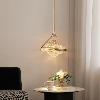 設計師現代簡約輕奢個性玻璃餐廳吧臺燈北歐創意單頭臥室床頭吊燈