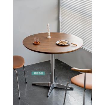 北歐巖板餐桌家用設計師輕奢商務接待洽談圓桌現代簡約咖啡廳桌子