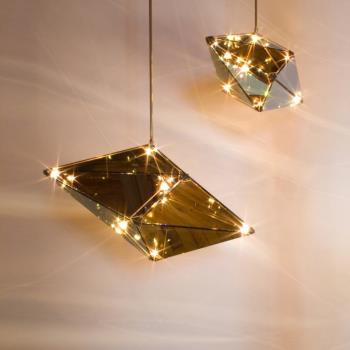 菱形鉆石吊燈北歐后現代簡約藝術輕奢酒店吧臺餐廳展示廳玻璃燈具