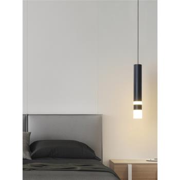 臥室床頭吊燈北歐風格簡約現代創意筒狀豎型長條單頭小吊燈長線燈