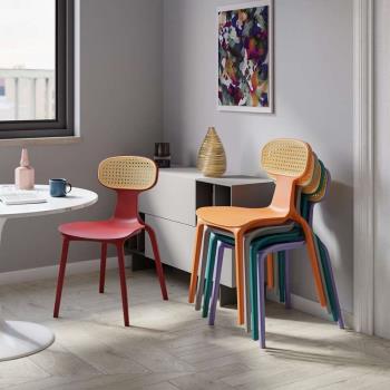 餐椅家用椅子現代簡約塑料凳北歐餐桌椅創意靠背凳休閑疊放洽談椅