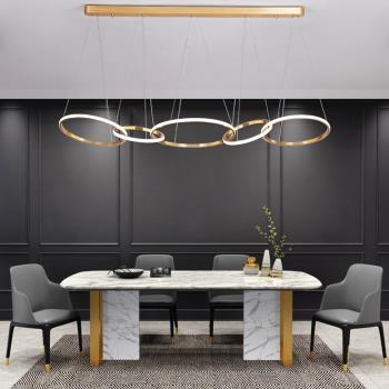 餐廳吊燈北歐現代輕奢簡約風格幾何環形餐吊燈創意個性魚線LED燈