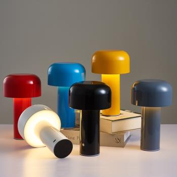意大利北歐創意設計蘑菇充電小臺燈臥室床頭戶外觸摸氛圍小夜燈家