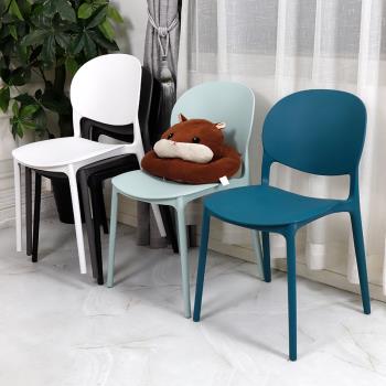 北歐塑料餐椅簡約家用成人椅子靠背凳子書桌椅奶茶店休閑板凳加厚