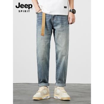 jeep夏季薄款休閑直筒男裝牛仔褲