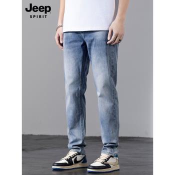 jeep夏季修身直筒潮流男士牛仔褲
