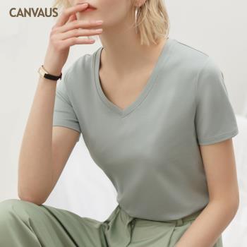 CANVAUS K1077半袖純白色T恤