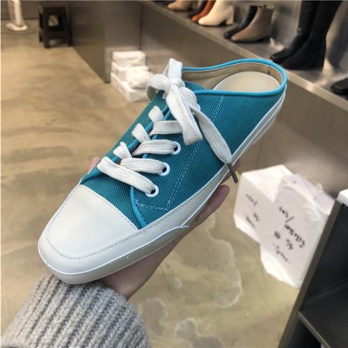 東大門韓國休閑拼色方頭系帶女鞋