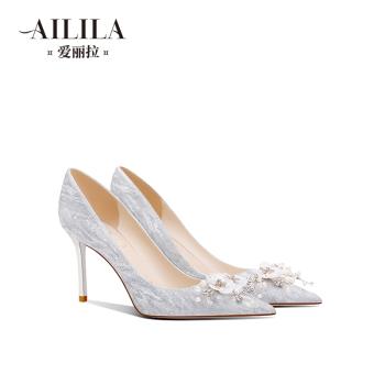 愛麗拉水晶銀色小眾高級感婚鞋