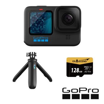 【GoPro】HERO 11 手持128G套組 (HERO11單機+Shorty迷你延長桿+腳架+128G記憶卡) 正成公司貨