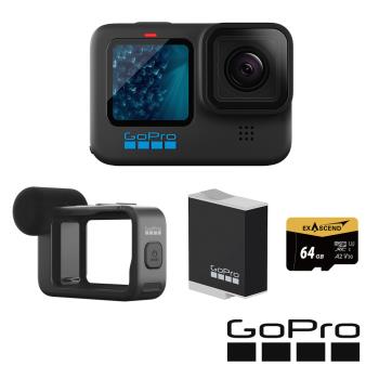【GoPro】HERO 11 Vlog專業輕裝套組 (HERO11單機+媒體模組+Enduro原廠充電電池+64G記憶卡) 正成公司貨