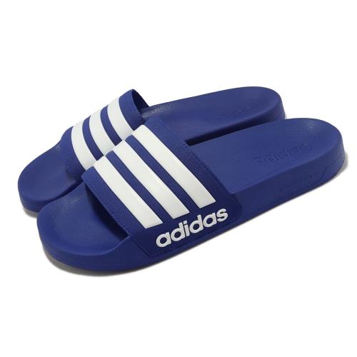 adidas 拖鞋 Adilette Shower 藍 白 男鞋 女鞋 三線 經典 條紋 愛迪達 GW1048