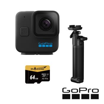 【GoPro】HERO 11 Black Mini 三向套組 (HERO11Mini單機+三向多功能自拍桿2.0+64G記憶卡) 正成公司貨