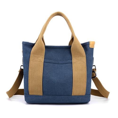 Acorn*橡果-日系原宿風斜背包手提包側肩包帆布包購物包6522(深藍)