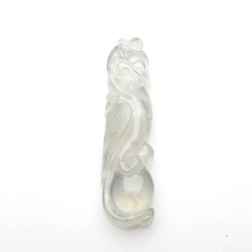 【雅紅珠寶】天然玻璃種白翡翠玉項鍊-龍鳯呈祥