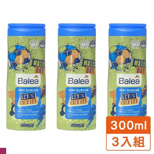 BALEA 兒童4合1洗護髮沐浴潔面足球男孩 300ml 3入組