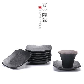 陶瓷黑陶創意杯墊茶杯茶托簡約隔熱墊茶杯託家用功夫茶具茶道配件