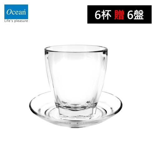【Ocean】新拿鐵咖啡杯盤組-280ml(6杯+6盤)/6入-可啡系列