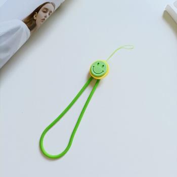 ins風網紅同款芥末綠手機掛繩硅膠繩短款手腕帶掛鏈可愛造型掛件