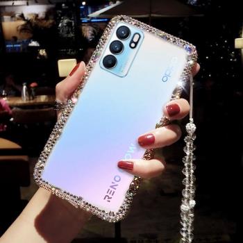 新款oppoReno13手機殼帶水鉆奢華女Reno12pro+網紅邊框11全包10高檔Findx8Ultra透明X7軟矽膠X6防摔A98保護套