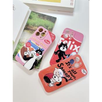 人氣雙面印花iphone14/14promax全包可愛iPhone12手機殼適用蘋果13promax保護套蘋果13卡通全包防摔耐臟imd