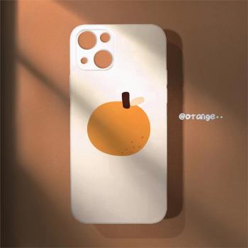蘋果ins橘子液態硅膠日系手機殼