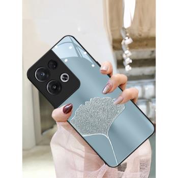 【進口彩繪玻璃】高階電鍍銀杏適用於opporeno13手機殼findx8潮牌reno12超火新款oppo粉爆11女神套10藍色9套7