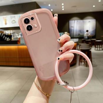 新款適用opporeno9pro手機殼網紅爆款findx6pro透明氣囊防摔reno10高階感少女r8por粉色加厚x5手環矽膠oppo女