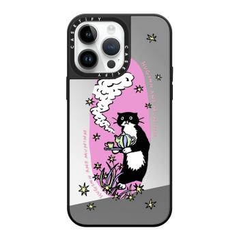 張子萱同款CASETiFY茶點時間 侍從黑貓藝術家適用蘋果iPhone 16/15/14/pro/max/13潮牌磁吸鏡面防摔手機殼