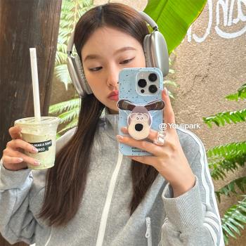 蘋果ins少女藍色防摔保護套支架