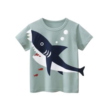 27kids潮牌短袖卡通鯊魚衣服童裝