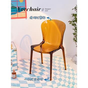 Norchair北歐透明餐椅靠背家用亞克力水晶椅子簡約ins網紅化妝椅