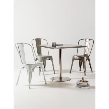 Norchair北歐不銹鋼餐桌家用簡約現代小戶型桌子工業風奶茶店桌椅