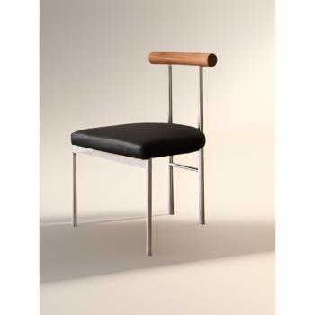 極簡意式餐椅家用皮椅網紅化妝凳書桌靠背椅餐桌椅實木原木現代