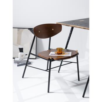 Norchair網紅北歐輕奢餐椅家用簡約餐廳椅子鐵藝靠背咖啡廳洽談椅