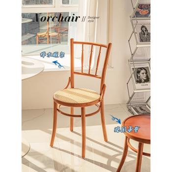 Norchair北歐實木餐椅靠背家用小戶型休閑書桌椅復古vintage椅子