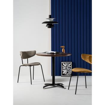 北歐創意折疊餐桌家用小戶型金屬圓桌現代簡約咖啡廳實木洽談桌子