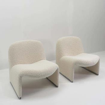 藝術北歐絨布單人沙發椅設計ins網紅舒適輕奢異形極簡成人休閑椅