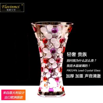 美鷹水晶玻璃花瓶北歐創意大干花富貴竹餐桌客廳插花擺件