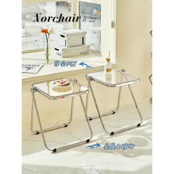 Norchair網紅亞克力現代簡約茶幾折疊桌子家用透明角幾小戶型邊幾