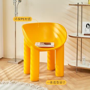 北歐餐椅家用小戶型網紅大象腿椅子戶外塑料靠背簡約客廳單人椅