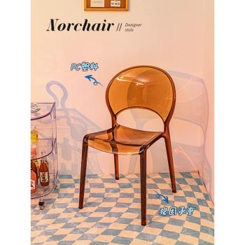 Norchair北歐透明餐椅現代簡約家用凳子靠背亞克力咖啡廳塑料椅子