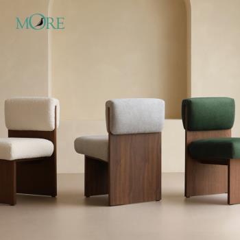 北歐實木餐椅家用靠背簡約臥室化妝椅子網紅ins設計師單人沙發椅