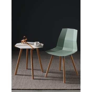 慵懶空間北歐現代餐椅家用實木靠背椅簡約創意塑料網紅ins風椅子