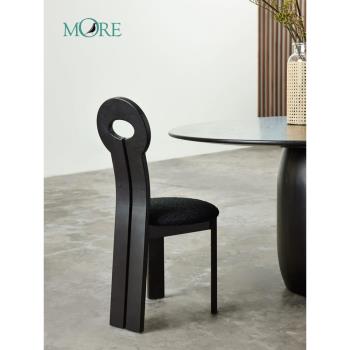 北歐實木餐椅詫寂風設計感椅子輕奢高級化妝椅創意家用靠背中古椅