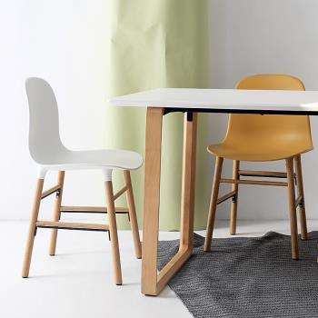 北歐餐椅ins實木塑料單人靠背書房現代時尚簡約家用餐廳白色椅子